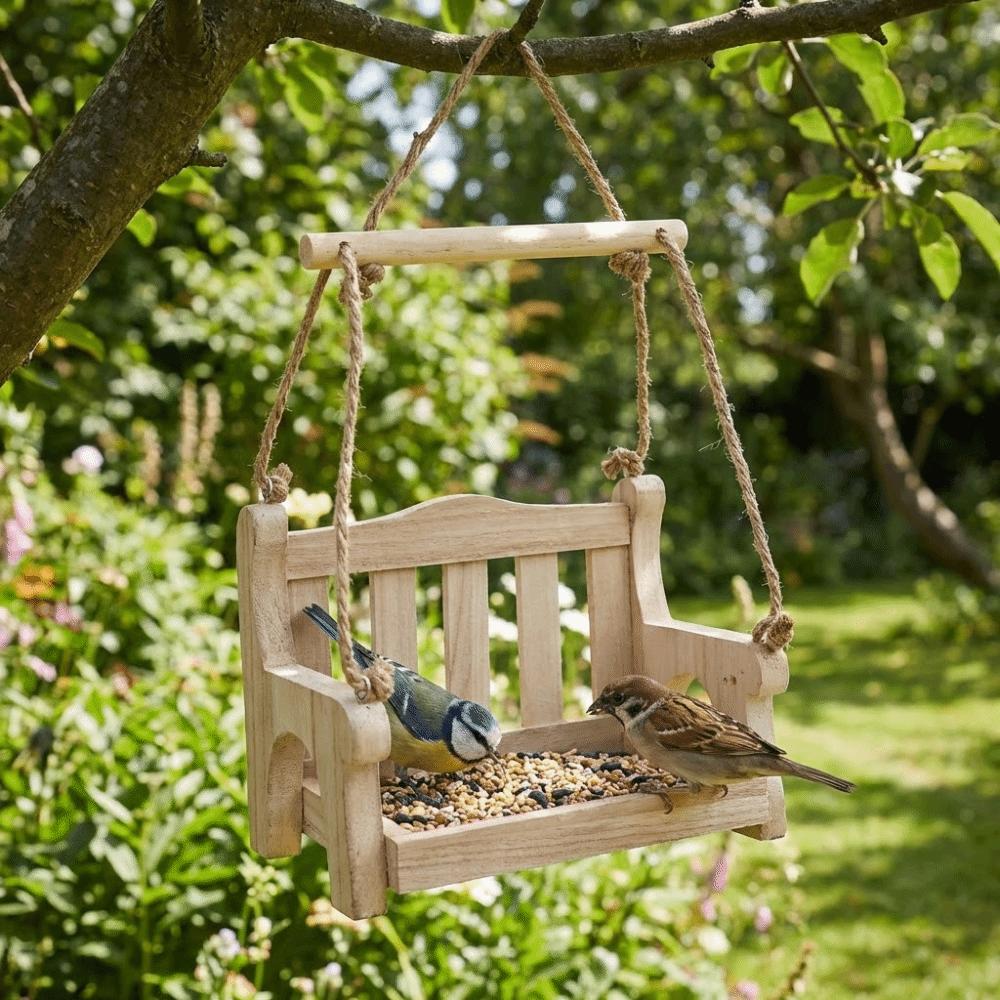 Wooden Bird Feeding Station Chair Design Wildlife Habitat Hanging Bird Feeder  Porch