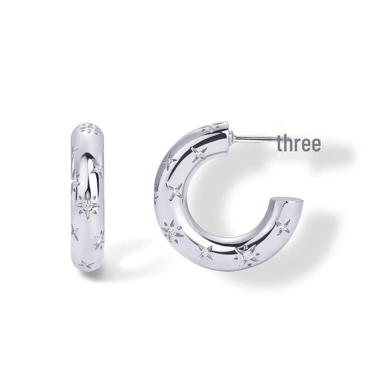 

Chic C-Shaped Cubic Zirconia Earrings for Women, Fashionable Brass Real Gold Plated Design.