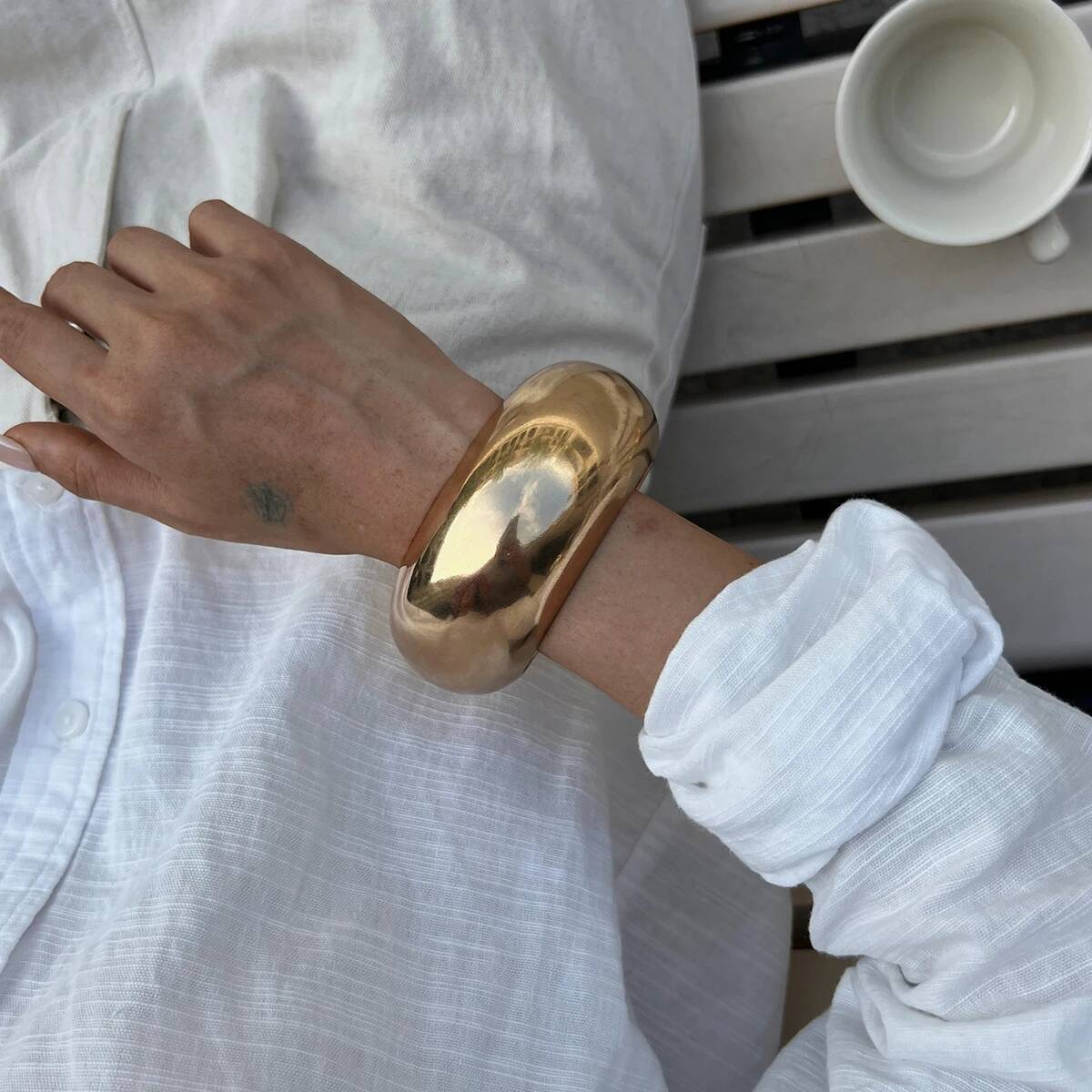 Salircon Панк Преувеличенные Толстые Круглые Золотого Цвета Браслеты Хип-Хоп Неправильные Водные Широкие Массивные Шарм Браслеты Акцентные Украшения