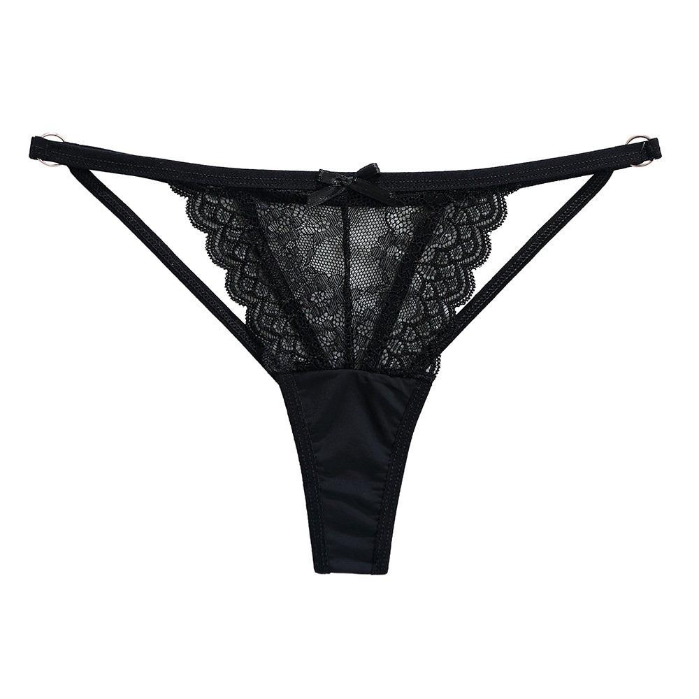 Stretchy Strappy Sheer Lace Thong Low Waist Romantic Panties Floral Embroidery Briefs  Ladies Girls
