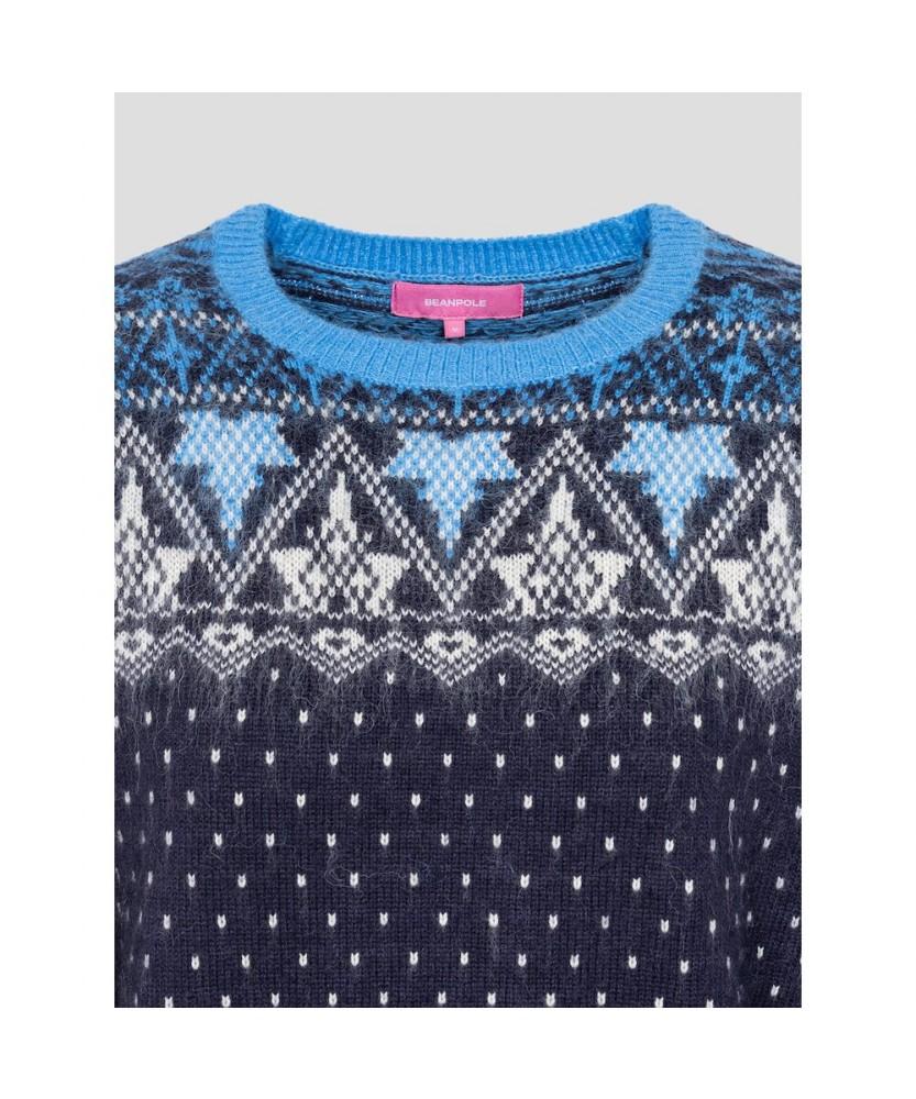 Binpolleidiseu [B. My] Fair Isle Round Neck Knit Navy (Bf5X51N02R)