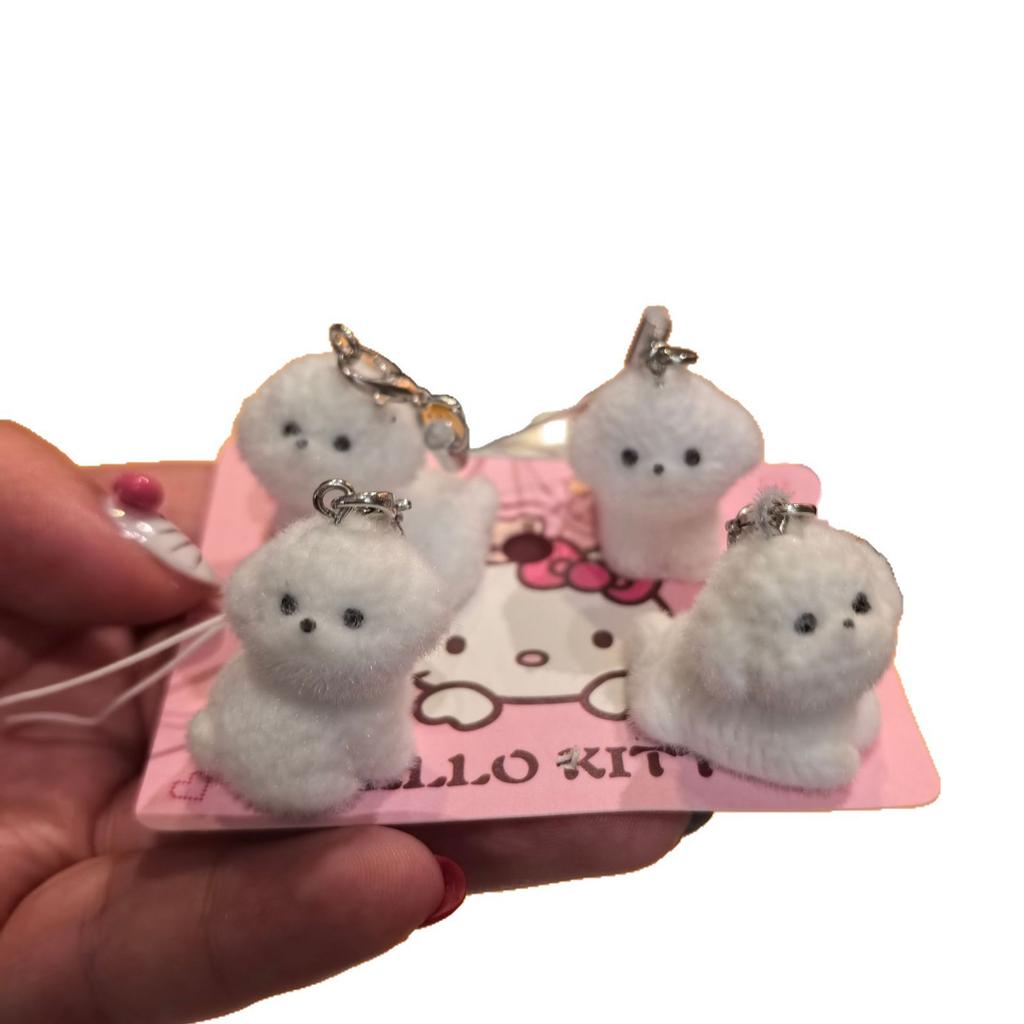 Cute Flocking Animals Are Angry, Little Rabbit Keychain Flocking Car Pendant, Mobile Phone Chain, Bag Pendant for Friends
