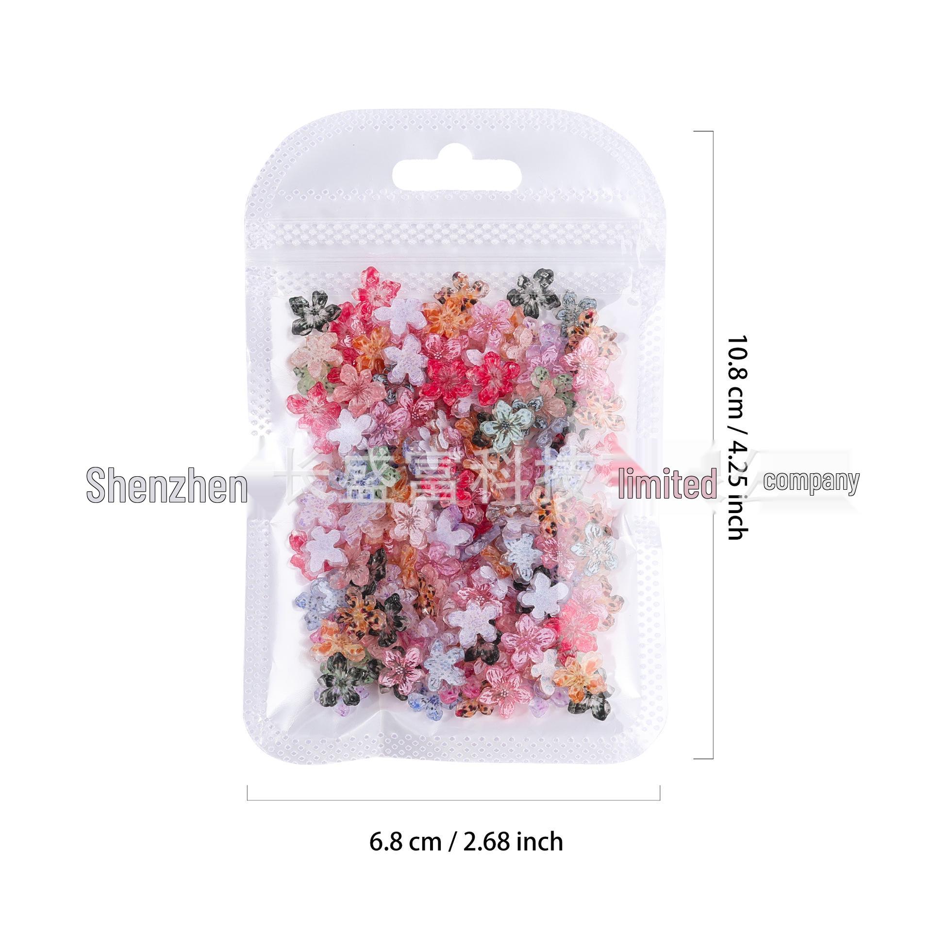 New Spring/Summer Nail Art: Ice Transparent Five-Petal Flower Resin Decorations (Mixed Colors) Blue-Purple