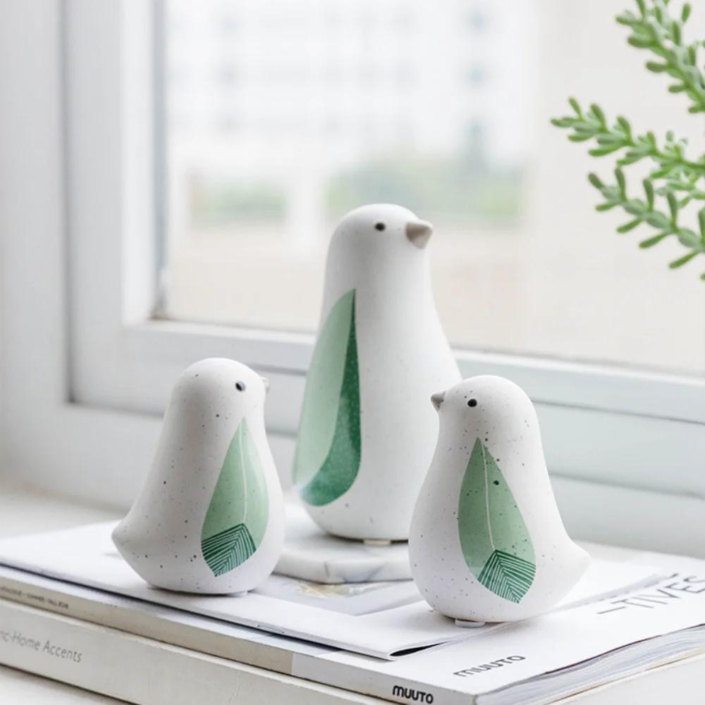 Cute Ins Style Small Fresh Ceramic Animal Bird Ornaments Room Desktop Cross-Border Craft Gifts Soft Decorations