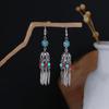 Bohemian Ethnic Style Oval Earrings, Retro Tourist Attractions Ethnic Minority Fringed Beaded Earrings