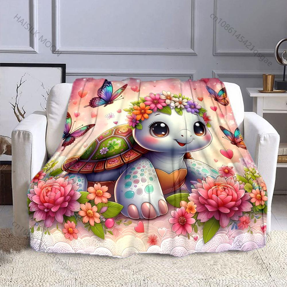 

Cute Little Turtle Pink Print Blanket Warm Soft Luxury Gifts for Children Adults Suitable for Home Sofa Bed Travel Camping 75x90cm