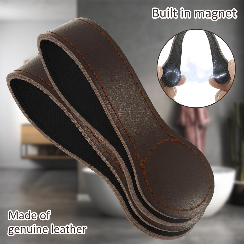 2pcs Leather Bath Towel Clip Multi functional Towel Rack Easy Access Bath Blanket Clip Space Saving Cloth Hanger for Bathroom