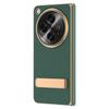 For OnePlus Open Case Litchi Texture Leather+PC Phone Kickstand Cover with Tempered Glass Film