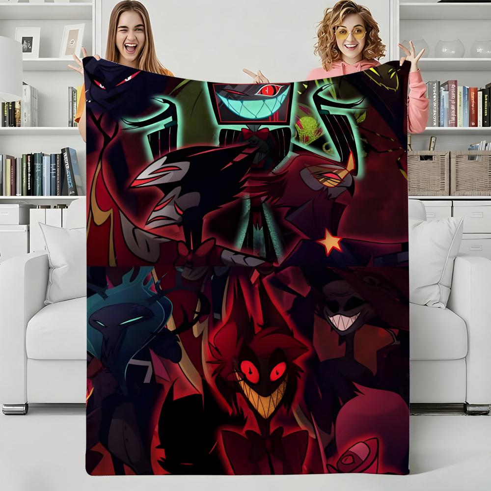 Animation H-HazbinHotel Throw Flannel Blanket Perfect for Sofa Office Bed Travel Sleep Read Relax Camping four season use
