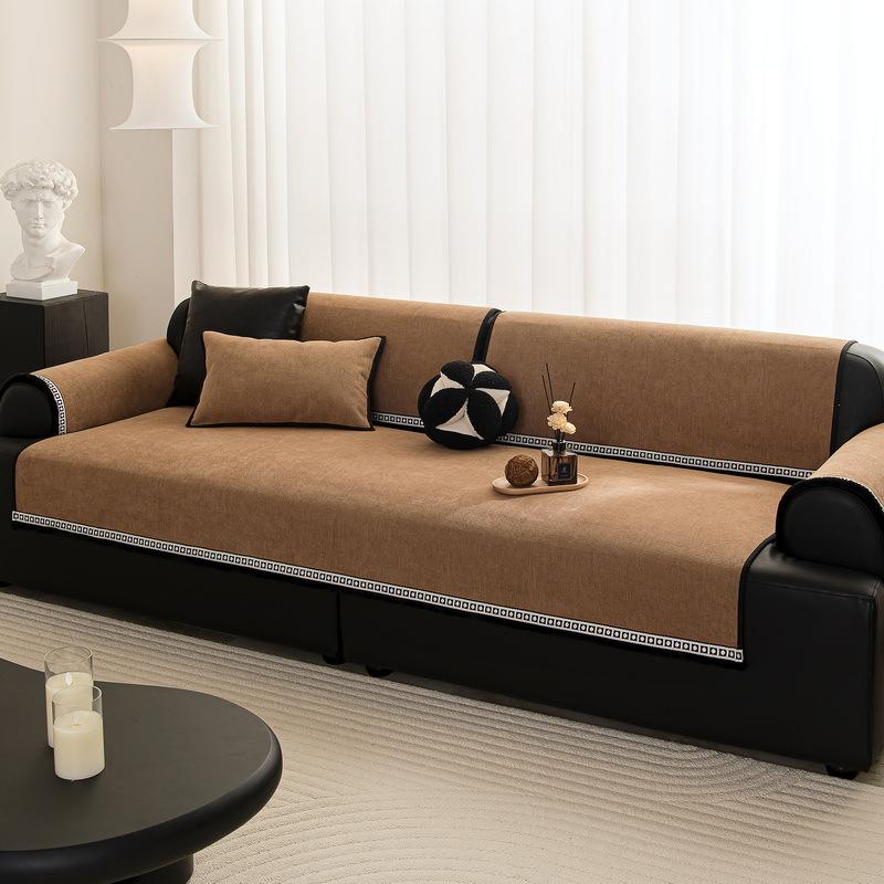 

Simple Solid Color Sofa Cushion New Four-Season Universal Straight Row Cloth Towel High-End Non-Slip Leather Sofa Seat Cushion 70*70cm