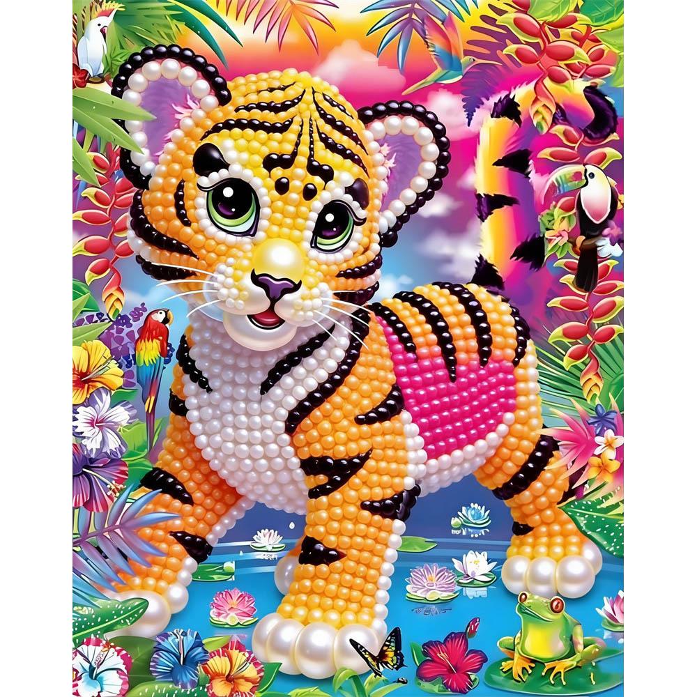 

DIY Little Tiger Pearl Diamond Art Kits Without Frame 30x40cm Gem Art Diamond Painting Kits for Adults/Beginners Gift Idea Home Wall Decor 30x40cm