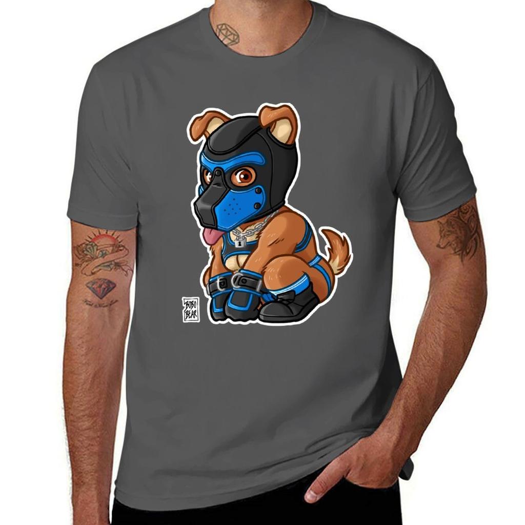 Playful Puppy Blue Mask Bearzoo Series Tshirt No Iron Casual Short Sleeve Top