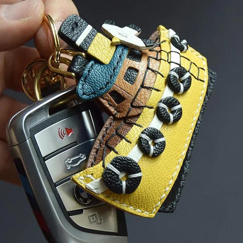 Handmade Leather Small Boat Key Chain Ship Bag Charm Christmas Gifts Keyring