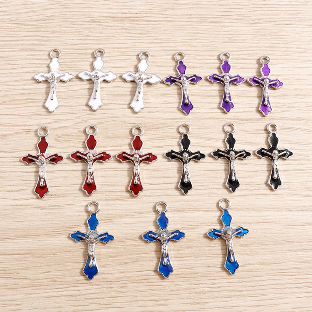 20Pcs Colorful Cross-Pendants Mini Crucifix Cross-Necklace Charm for Making Bracelet Choker DIY Craft 1.8x3cm/0.7x1.18"