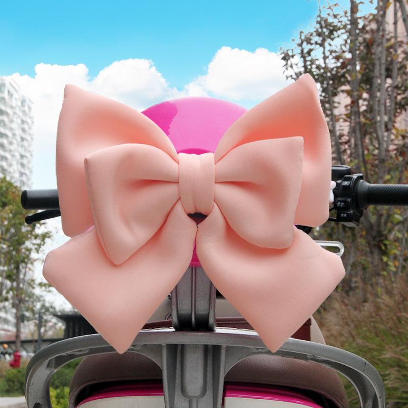 25x23 Universal Motorcycle Scooter Decor Helmet Bow Girl Electric Vehicle Rear Seat Decoration Accessories Cute Bow Cotton
