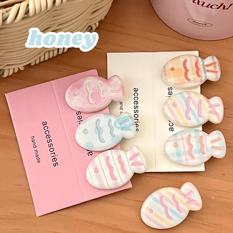 3Pcs/Set Hair Diy Accessories Dopamine Colorful Seabream Braised Series Hair Clip Sweet Girl Side Bang Hairpin