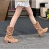 Neuer Stil Damen Ritterstiefel Damenschuhe Damen Spitz Zehen Dicke Ferse Kurze Stiefel Hochwertige Marke Damenstiefel
