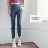 DAYCLOSET Yoga Size Blue Gray Women's Pants, High-Waisted, Stretchy, Medium-Weight, Yoga196, S,