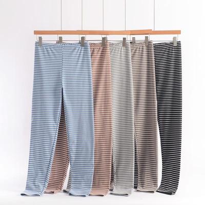 Damskie Spodnie Jesienne w Paski z Wysokim Stanem Plus Size – Ciepłe, Luźne Podstawowe