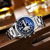 Gd282 Men's Quartz Steel Belt Watch Holiday Calendar Business Casual Blue Glass Logo Print Available Characters)