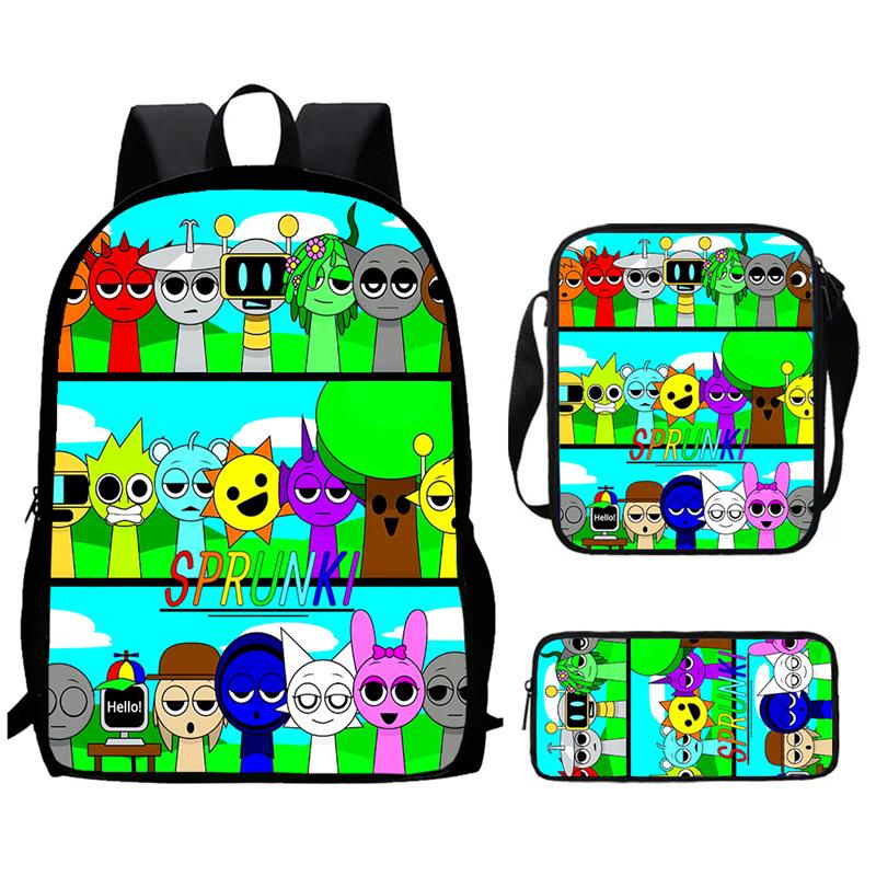 Sprunki Rhythm Box, Game Anime Backpack, Student Schoolbag, Computer Bag