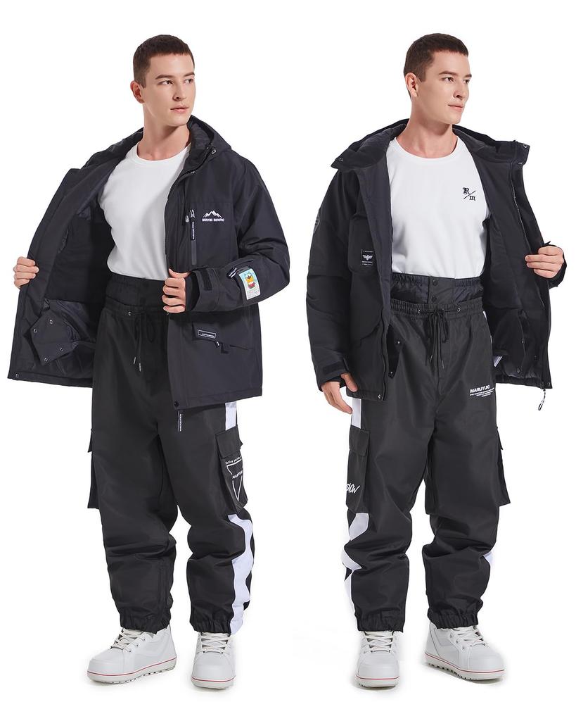 MARUYUKI Snowboard and Ski Easy To Move Top and Bottom Windproof and Stylish and and Plus Sizes Wear, Skin-Friendly Material, In, Set, Fleece-Lined,
