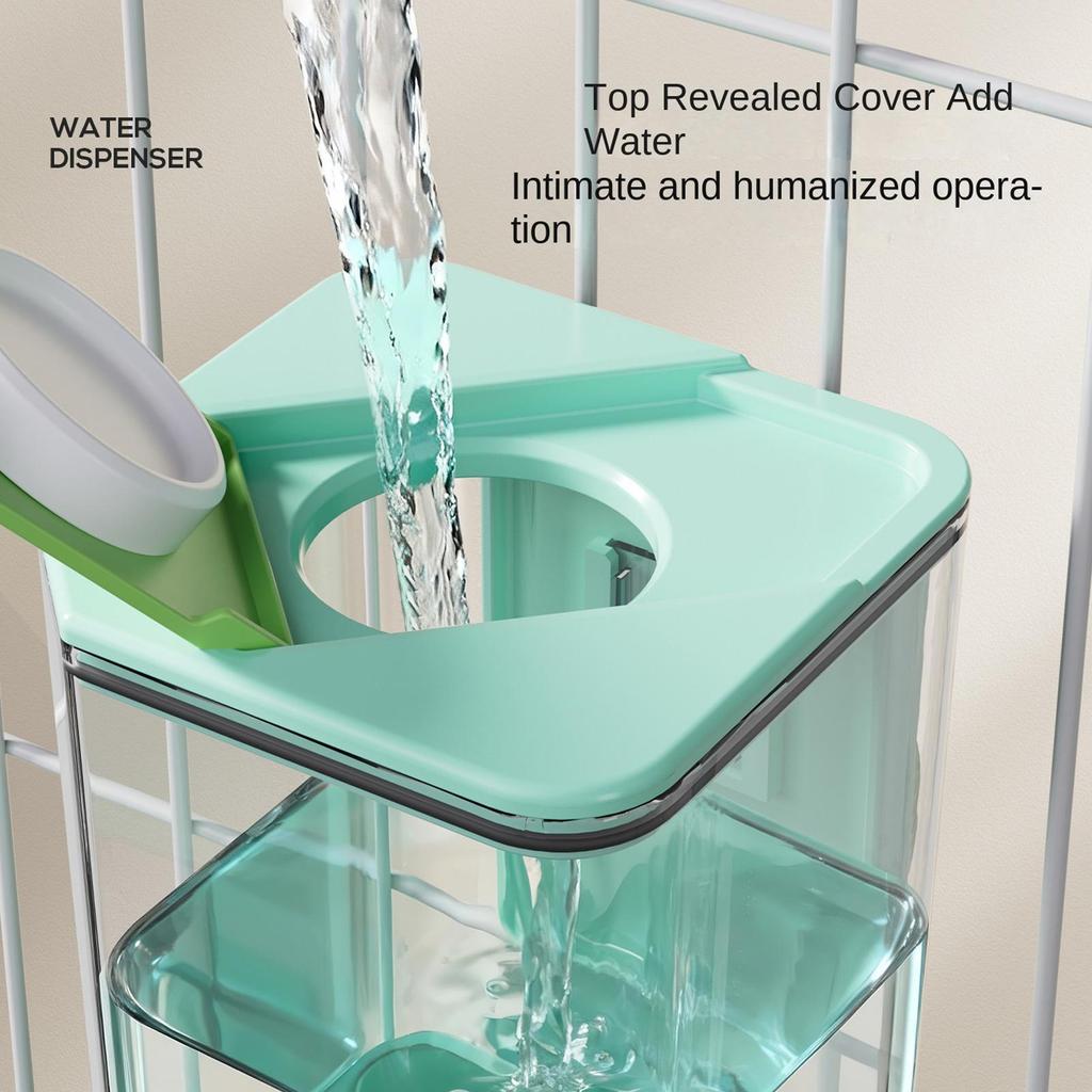 Dog Water Bowl Dispenser Cage Mounted Top Fill Bottle 49oz Spill-Proof Automatic Dog Water Bowl for Small Medium Sized Pets Cat