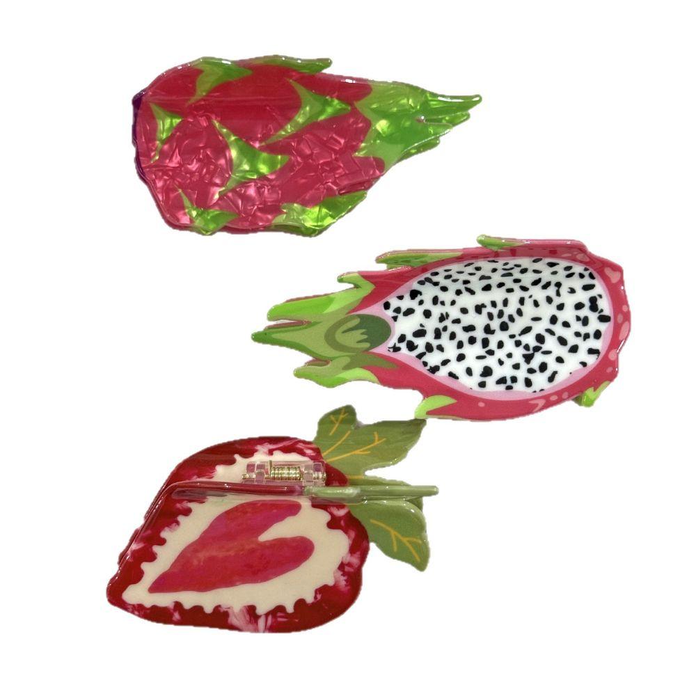 Dragon Fruit Design Fruit Print Hair Claw Strawberry Shark Hair Clip Sweet Hair Claw Daily Wear