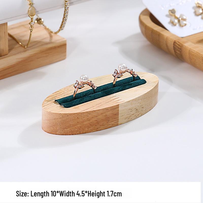 Solid Wood Minimalist Ring Display Tray with 20 Slots