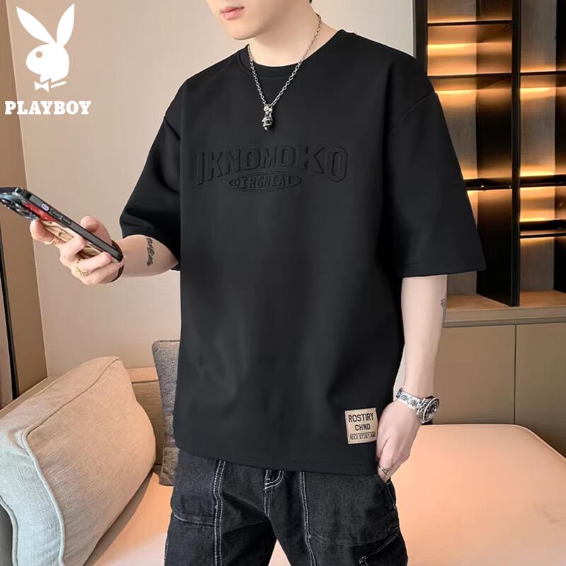 

PLAYBOY Men s Casual Loose Short Sleeve T-Shirt 5XL