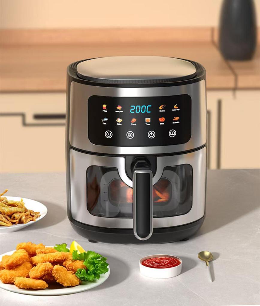 7L Stainless Steel Smart Air Fryer with Visible Cooking Window - Large Capacity Household Model, US Standard
