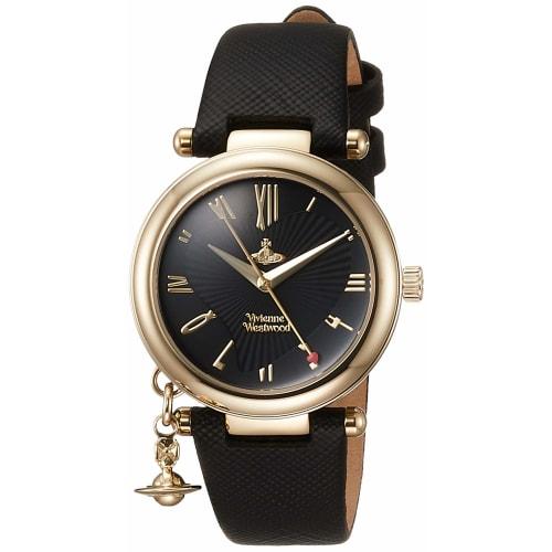 

Часы Vivienne Westwood Orb Heart, черный циферблат, кожаный ремешок, кварцевый механизм, женские