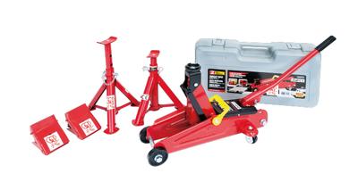 Kit d'atelier Cric 2T, Chandelles 2T, Cales de roue - Ap 72010