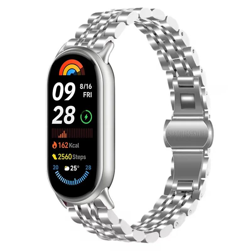 Stainless Steel Strap for Xiaomi Mi Band 10/9/8 Women Men Metal Watch Correa for Miband 8/9 Replacement Wristband Bracelet