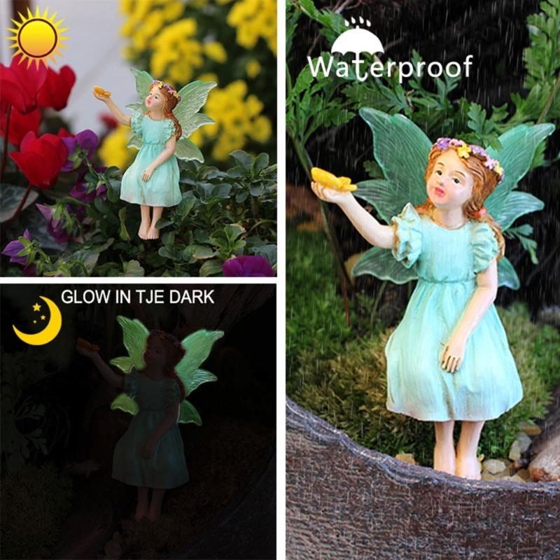 Resin Garden Stakes Mini Statues Glowing In Dark Decors Delicate Handcrafts Sculpture Outdoor Party Supplies