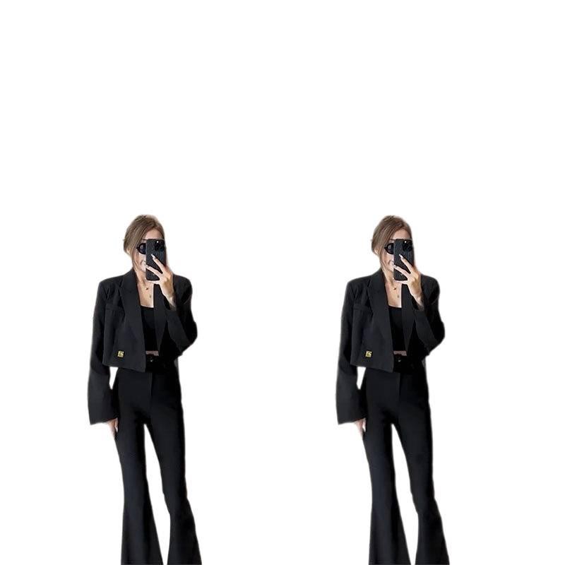 2025 Spring & Fall Petite Blazer and Flared Pants Fashion Set