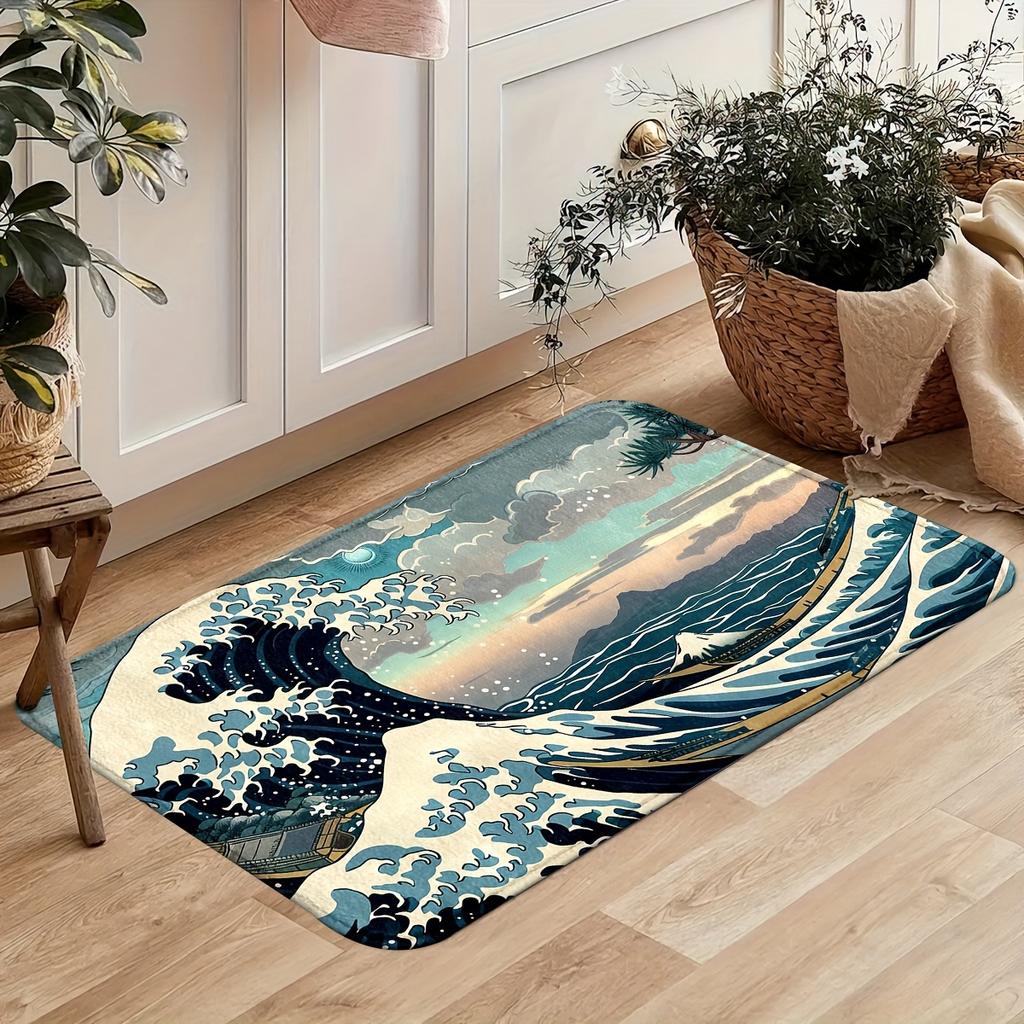 Stormy Waves Carpet 2Pc Kitchen Rug Soft Doormat Welcome Mat Living Room Carpet Rug For Bedroom Home Decoration
