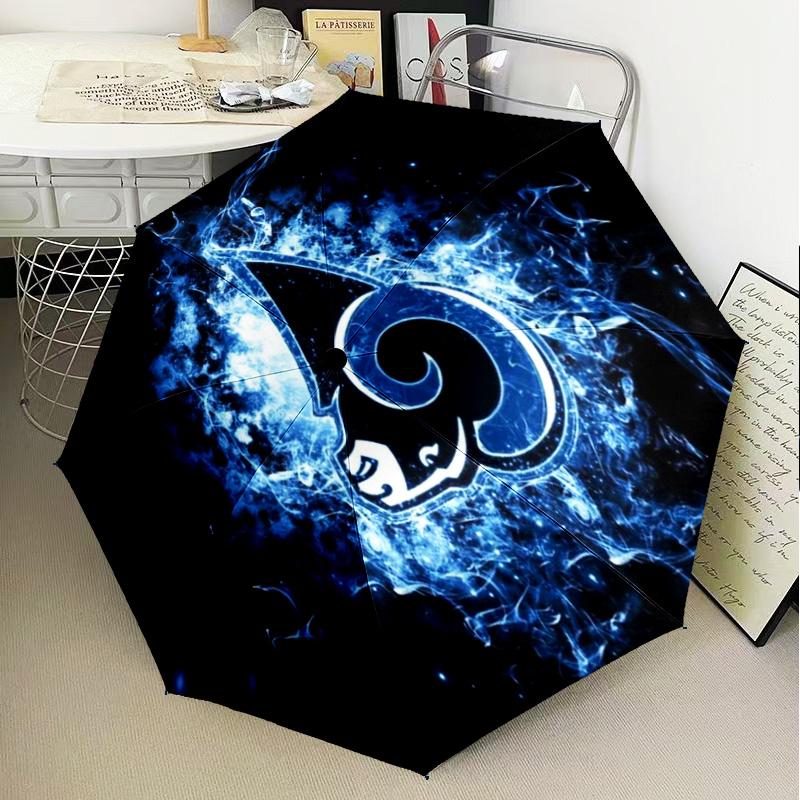 1PC Rams Team Spirit Printed Umbrella Folding umbrella, automatic umbrella 8-Frame for Travel, camping Fan gifts Christmas Gifts