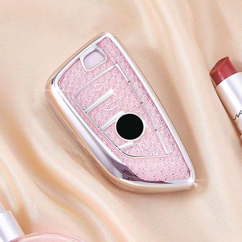 Crystal Pink Tpu Key Case for BMW X1 X3 X5 X6 X7 1 3 5 6 7 Series G20 G30 G11 F15 F16 G01 G02 F48 Smart Remote Car Key Cover Fob