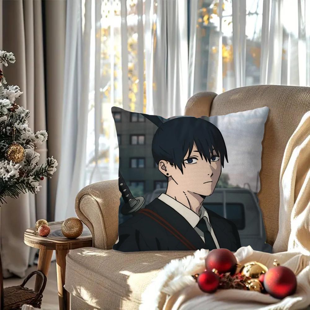 

Hayakawa Aki Anime Chainsaw Man Pillow Case Square Pillow Bedroom Sofa Leisure Comfort CushionLiving Room Home Decoration 40X40 16x16Inch