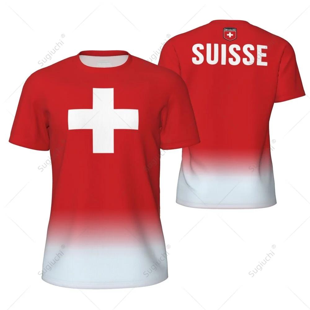 Switzerland Swiss Tshirt Suise MMA Boxing Muay Thai National Flag Training Print 3D Round Neck Short Sleeve Unisex Women Men Quick Dry Fitness Sport