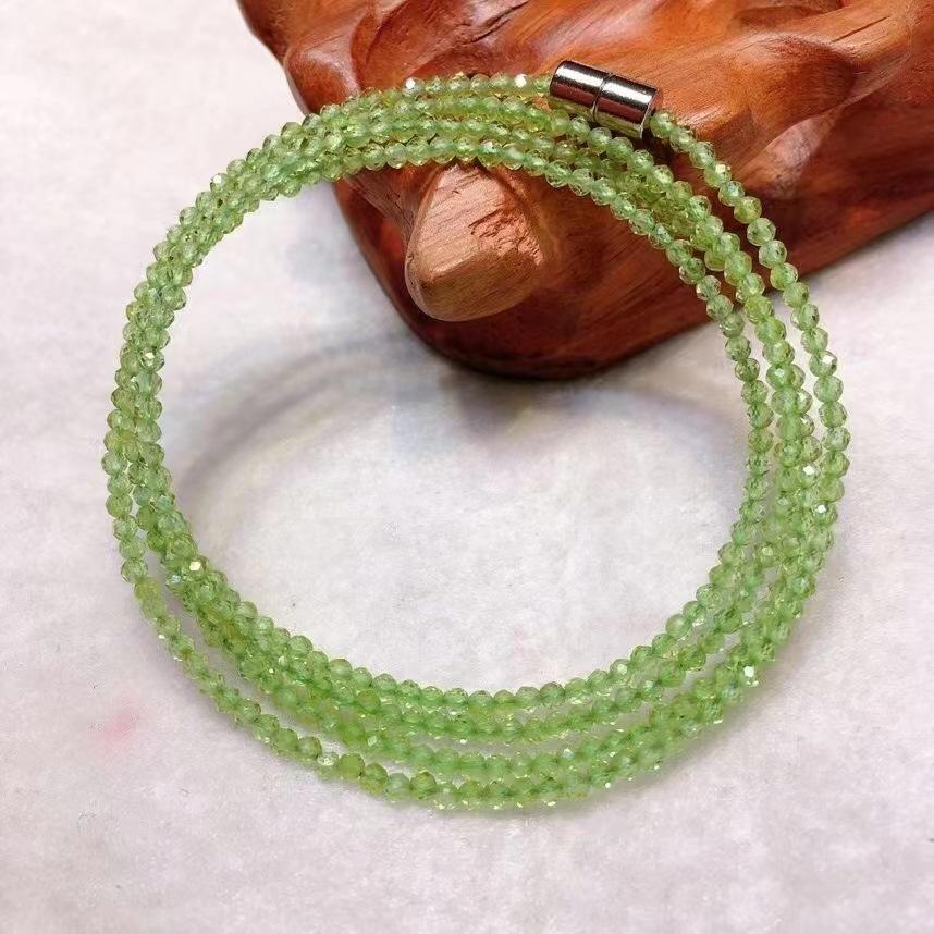 Natural Powder Tourmaline Garnet Cut Multi-Circle Bracelet Olivine Gray-Blue Moonlight Necklace Multi-Purpose Long Chain