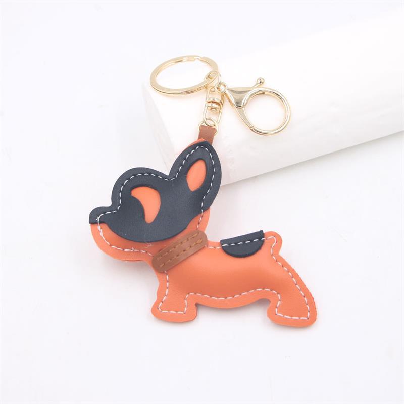 Entzückender PU-Leder Französische Bulldogge Schlüsselanhänger Anhänger Niedlicher Welpe Taschenanhänger Rucksack Hängend Auto Schlüsselanhänger Geschenke Modeaccessoires