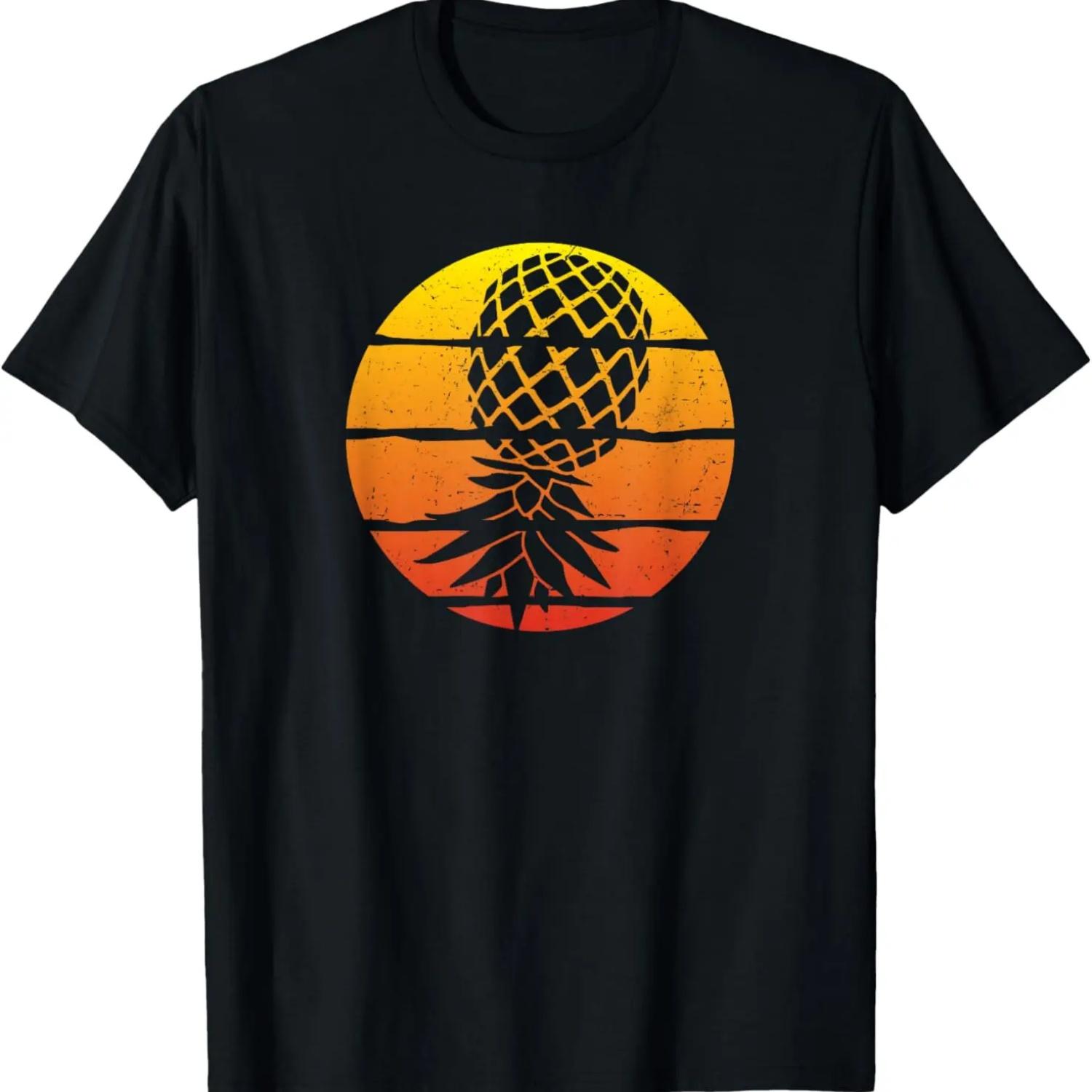 Retro Sunset Upside Down Pineapple Swinger mens womens T-Shirt S