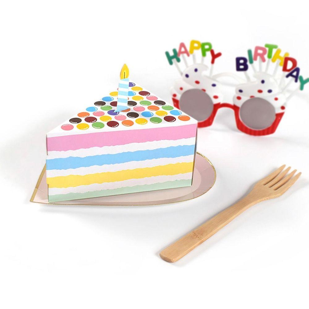 10PCS Creative Triangle Cake Gift Boxes Multicolor Cartoon Dots Strawberry Packing Box Paper Wrapping Box Children's Day