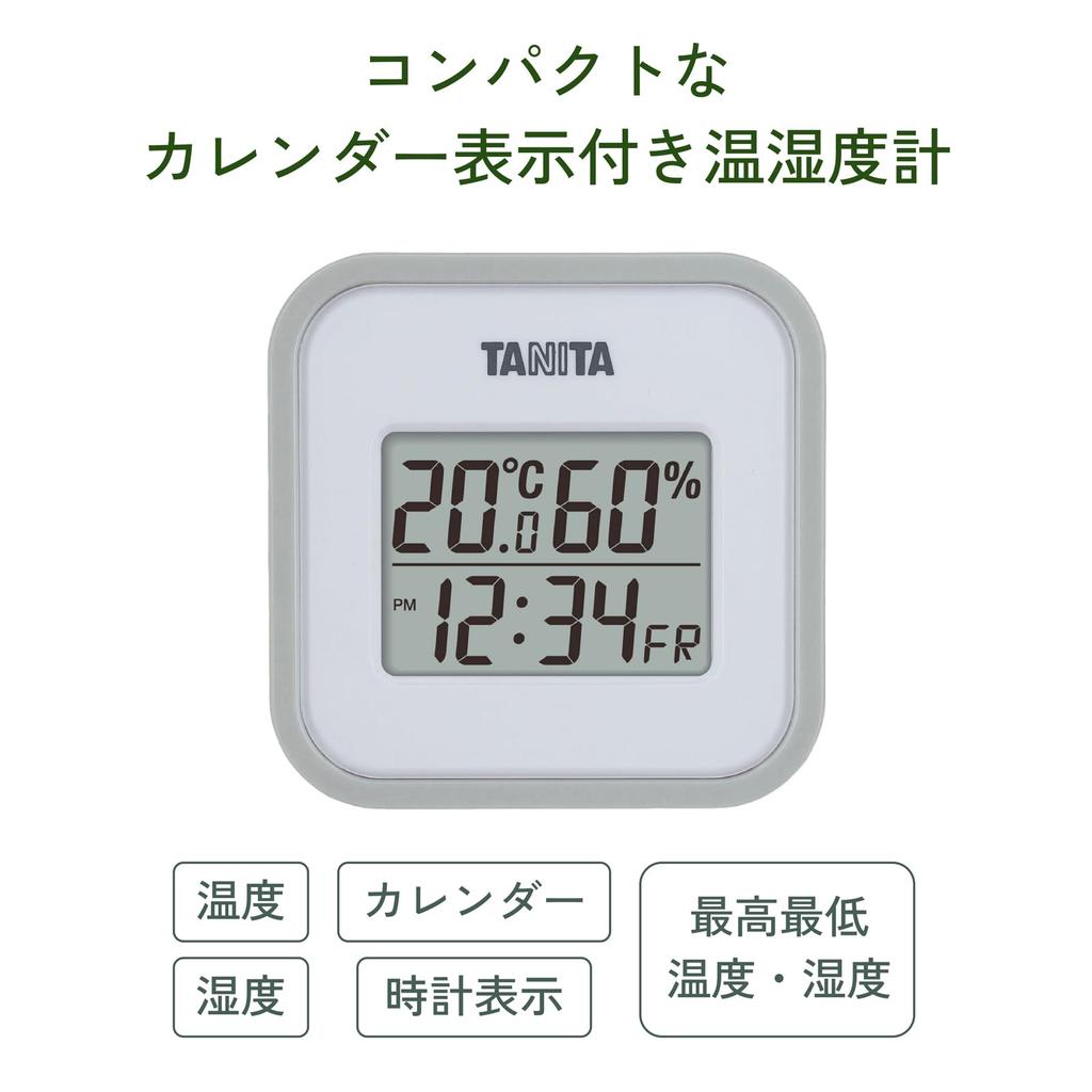 Tanita Digital with Temperature and Humidity Display for Indoor Environments At a or Tabletop with Magnet Thermo-Hygrometer TT-558 GY