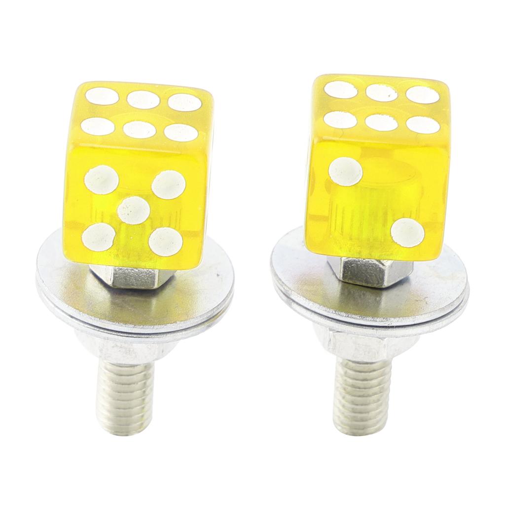 4x Custom DICE License Plate Bolt Screw Yellow Plastic Motorcycle Chopper Bobber