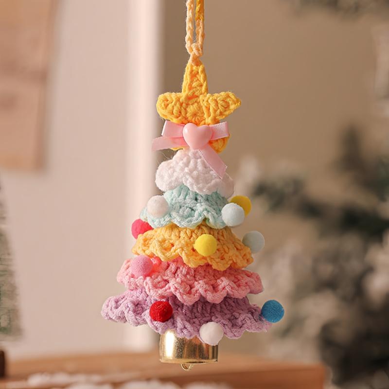 1PC Plush Christmas Pendant Woolen Hook Weaving Christmas Tree Small Ornament Christmas Decoration Car Pendant