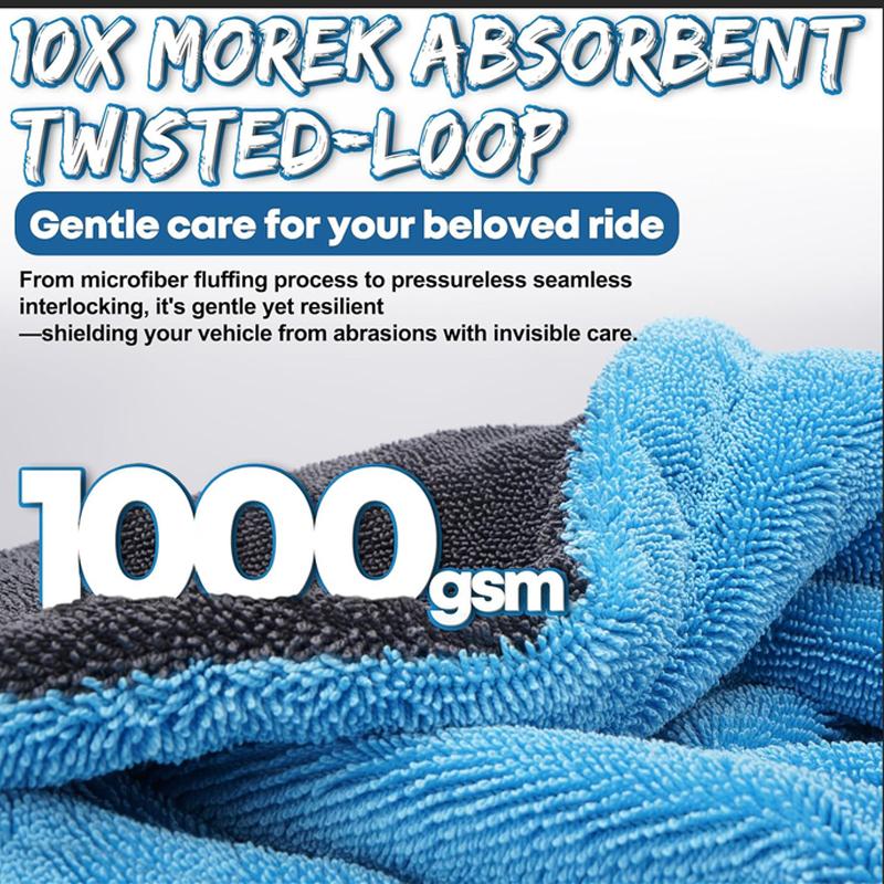 1000GSM Ultra-Thick Drying Towel for Car/Motorcycle Oversized 60x90cm Cleaning Cloth Soft High Absorbent Car Detailing Towels