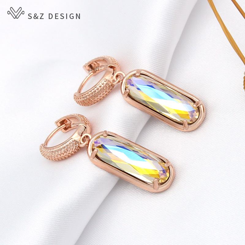 Móda Luxusní Elegantní Oválný Tvar vejce Křišťálové náušnice Pro ženy Svatební Party Šperky Dárek Cubic Zirconia Eardrop